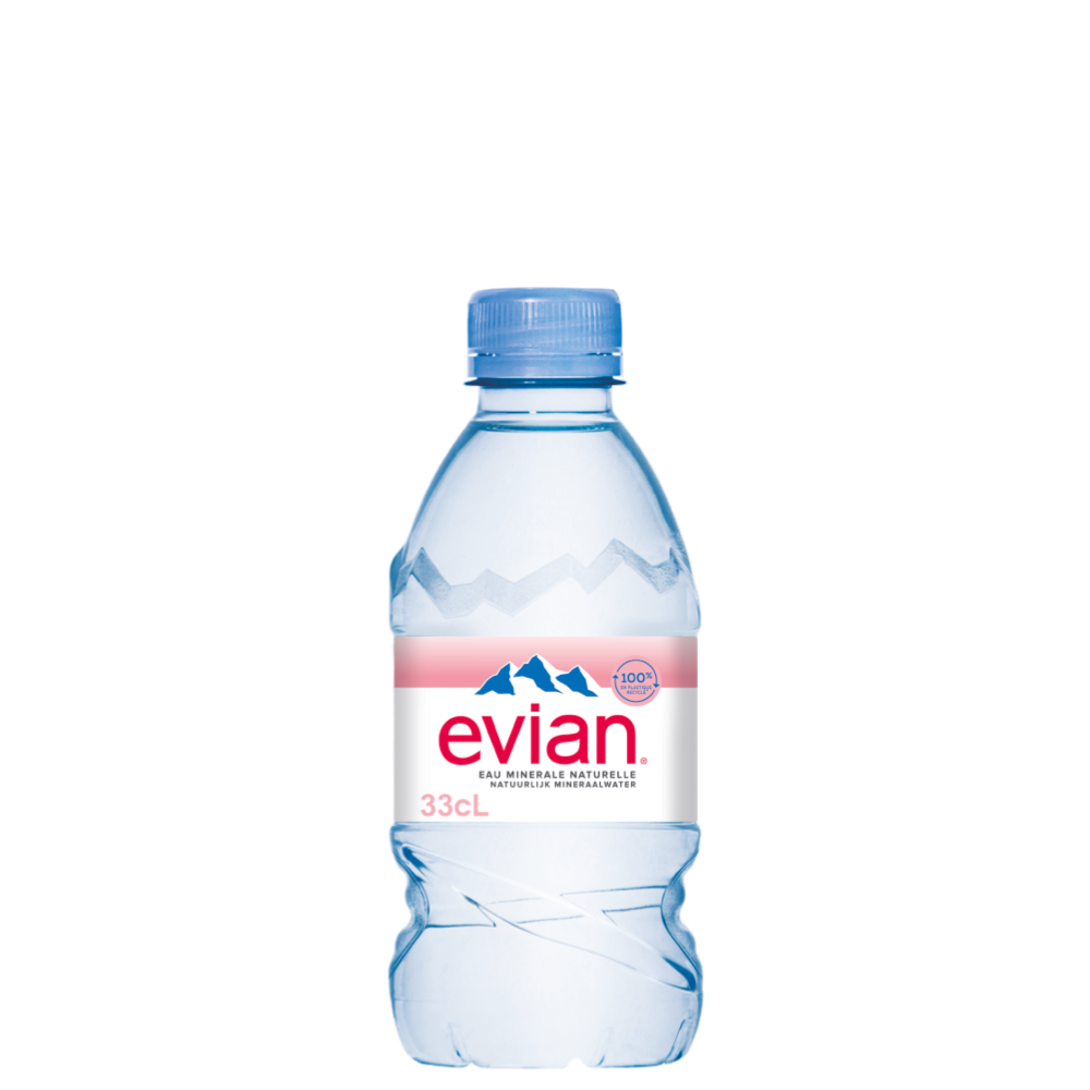 EVIAN Pack de 24 bouteilles plastiques d'eau de 33 cl
