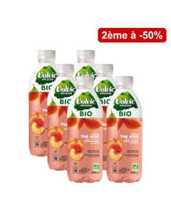 Lot de 2 Volvic Infusion Bio Touche de Thé Noir arôme naturel de pêche 6x75cL