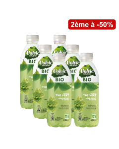 Lot de 2 Volvic Infusion Bio Touche de Thé Vert arôme naturel de menthe 6x75cL